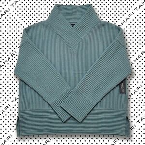 PLUS - ​NWT -:Tahari Sport Ribbed Knit Pullover |  Seafoam Green Coastal Chic